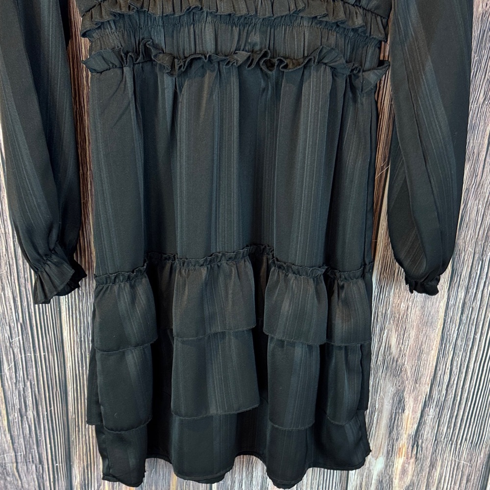 Mikarose Black Long-Sleeve Ruffle Tiered Dress - Picture 3 of 9